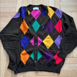 Vintage BENETTON oversized Argyle Sweater